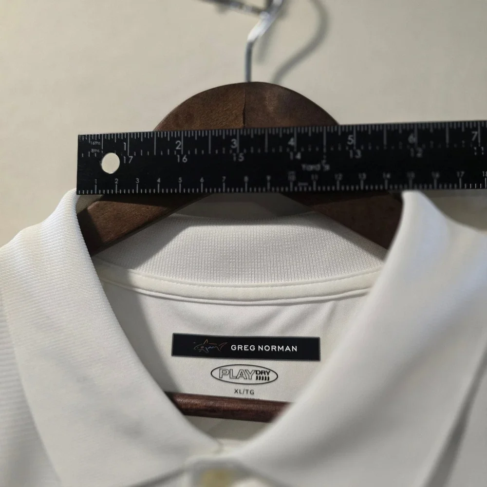 Greg Norman Play Dry Mens‎ XL White Performance Golf Polo Shirt Shark Logo